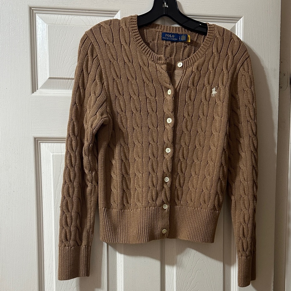 Polo by Ralph Lauren Women's Tan Cable Knit Cardigan